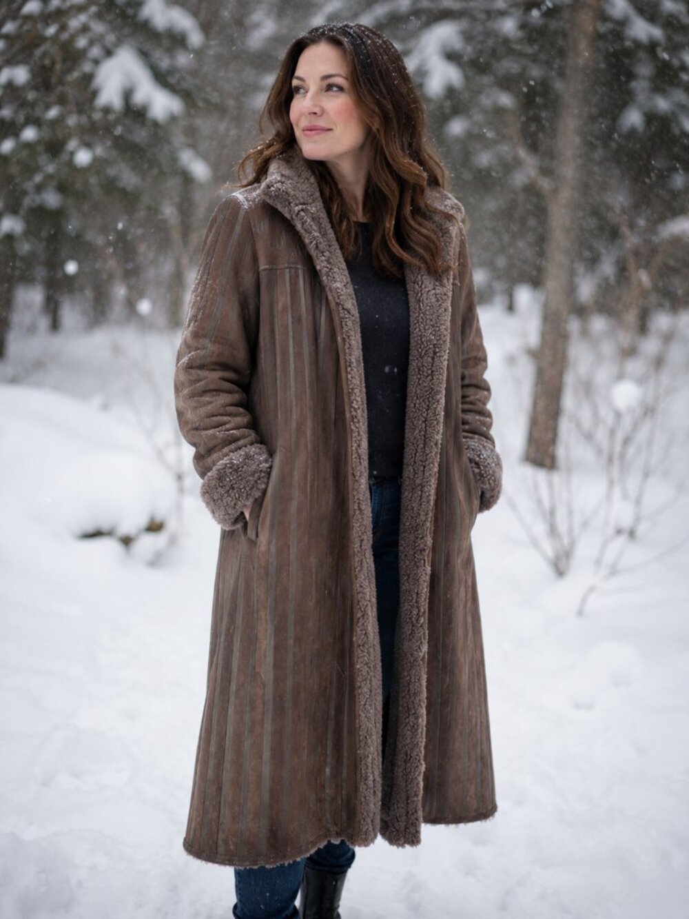 Vintage Tuva Turkis reversible coat brown size 12 Shearling sheepskin Finland
